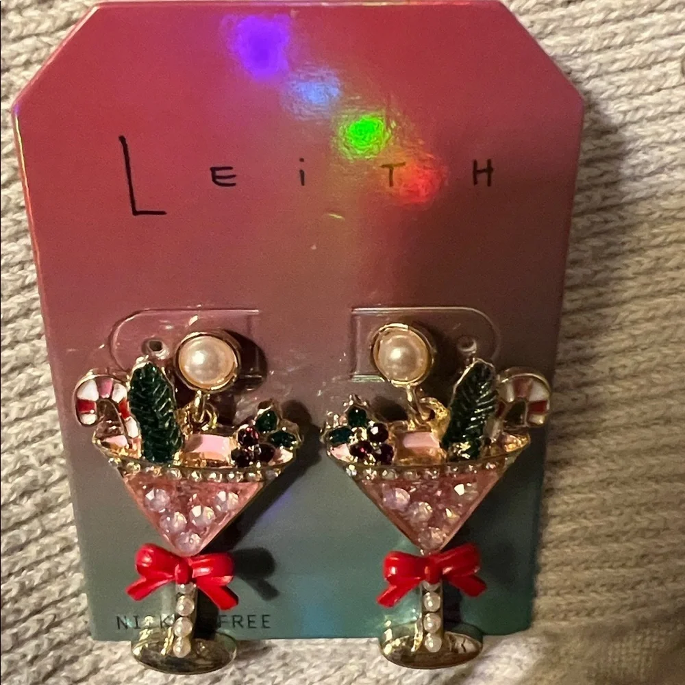 Leith Holiday Cocktail Earrings - Red, Green, Gold